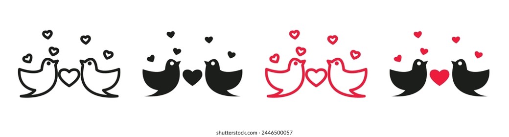 Icon of Love Birds Kissing for Valentines Day Romantic Symbolism