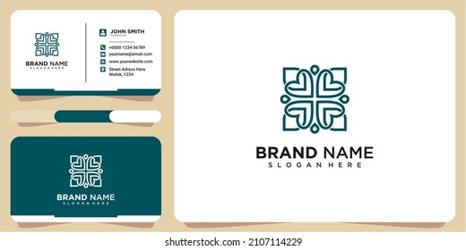 icon love community logo design template with business card. element love logo design