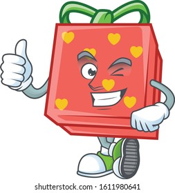 An icon of love gift red making Thumbs up gesture