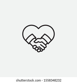 icon love hand logo template. linear vector illustration