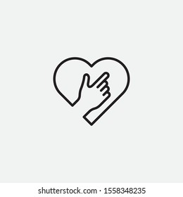 icon love hand logo template. linear vector illustration