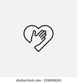 icon love hand logo template. linear vector illustration