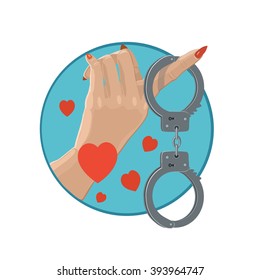 Icon love in handcuffs 