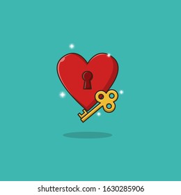 Icon Love and Key Vector Design