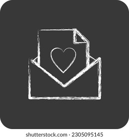Icon Love Letter. related to Valentine's Day symbol. chalk Style. simple design editable