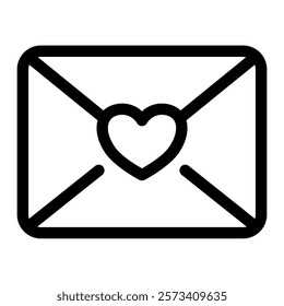 ICON - Love letter sealed with a heart ideal for Valentines Day cards, romantic announcements, wedding invitations, and expressing affection in design projects.