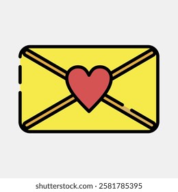 Icon love letter. Traditional tattoo elements. Icon in filled line style.