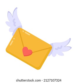 Un icono del correo de amor en diseño plano 

