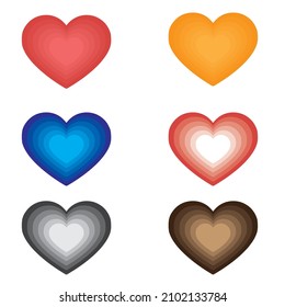 icon love with many color step by step 