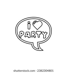 icon I love parties, a cloud on a white background, vector illustration