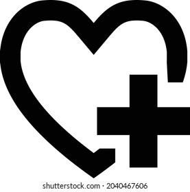 icon love plus, plus, vector line icon, exclamation mark
