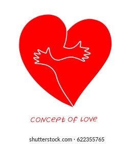 Icon of love. Vector illustration, metaphor of passion. Template for Valentine's day. Helpful element for web design and print.  Editable vector with a wide range of applications.