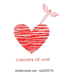 Icon of love. Vector illustration, metaphor of passion. Template for Valentine's day. Helpful element for web design and print.  Editable vector with a wide range of applications.