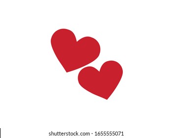 Icon of lovers in the form of two hearts. Romance, happiness, Valentine's Day, love. Vector background