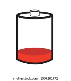 Icon with low battery symbol, Battery level indicator. Flat design. Vector illustration. 