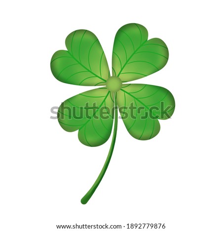 Icon lucky clover leaf,  four isolated on white background,  for St. Patrick's day. Vector illustration
