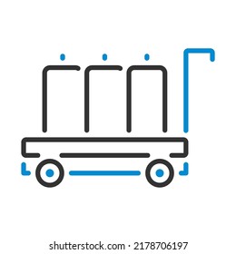 Icon Of Luggage Cart. Editable Bold Outline With Color Fill Design. Vector Illustration.