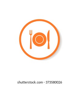 Icon lunch, which consists of a plate, knife and fork.