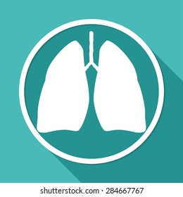 Icon Lungs on white circle with a long shadow