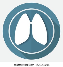 Icon Lungs on white circle with a long shadow