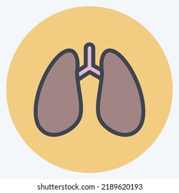 Icon Lungs. suitable for education symbol. color mate style. simple design editable. design template vector. simple illustration