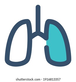 icon lungs using filled line style and blue color