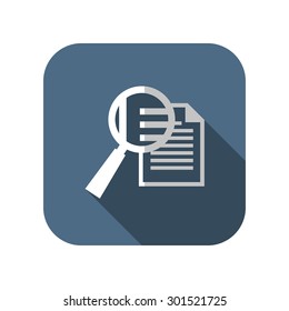 icon of lupe document, magnifying glass, search