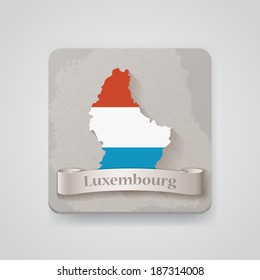 Icon of Luxembourg map with flag. Vector illustration