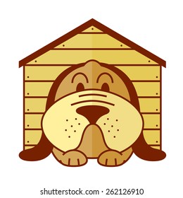 icon with lying in a kennel dog