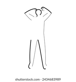 Icon of lying man with hands behind head isolated on white