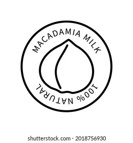 Icon Macadamia Line In A Simple Style. Natural Product Containing Milk. Vector sign in a simple style isolated on a white background.
