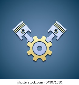 Icon machine engine. Flat graphics. Stock vector illustration.