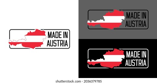 Icon Made in Austria, icon with Austria flag map vector, for different backgrounds