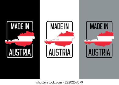 Icono Hecho en Austria, icono con el vector del mapa de la bandera de Austria, para diferentes orígenes