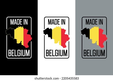 Icon Made in Belgium, icon with Belgium flag map vector, for different backgrounds