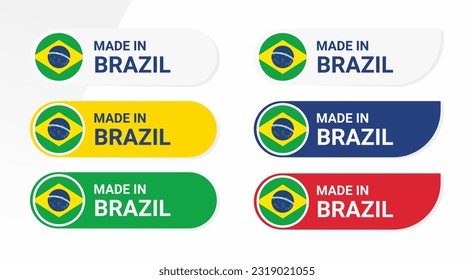 Icon made in Brazil isolated on white background.  vector illustration Brazil flag. Brazil Button.