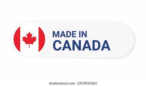 Icon made in Canada   isolated on white background.  vector illustration Canada flag. Canada Flag Button.