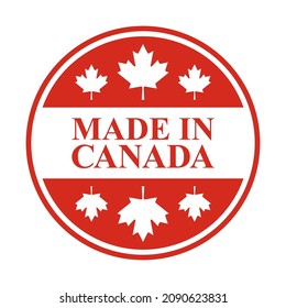 icon  made in canada. logo, sticker, seal and etc. vector illustration isolated on white background	
