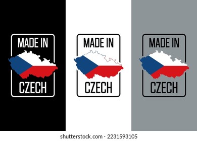 Icon Made in Czech, icon with Czech flag map vector, for different backgrounds