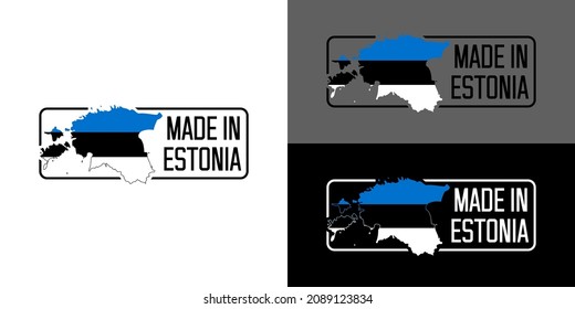 Icon Made in Estonia, icon with Estonia flag map vector, for different backgrounds