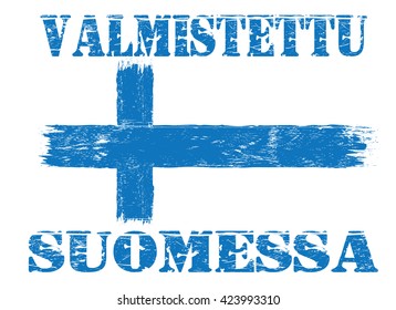 icon "made in Finland" on the flag of Finland