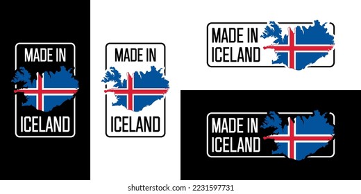 Icon Made in Iceland, icon with Iceland flag map vector, for different backgrounds