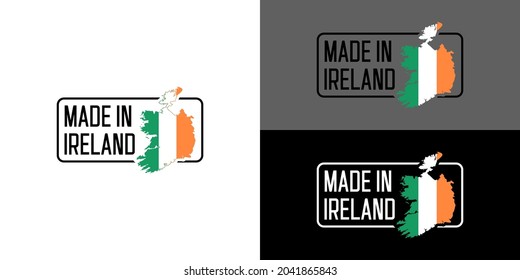 Icono hecho en Irlanda, icono con la bandera de Irlanda vector del mapa, para diferentes orígenes