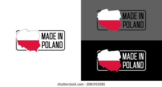 Symbol Made in Poland, Symbol mit polnischer Flagge, Vektorgrafik für verschiedene Hintergründe