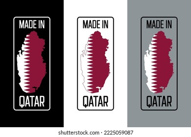 Icon Made in Qatar, icon with Qatar flag map vector, for different backgrounds