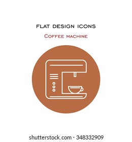 Icon made ??in the style of a flat design. Home appliances - coffee machine.