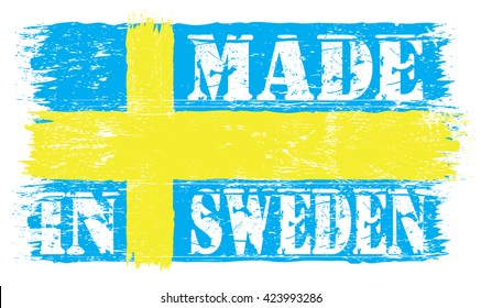 icon "made in Sweden" on the flag of Sweden