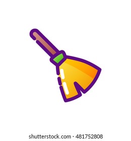 Icon of magic broom . Good for Halloween or cute sticker