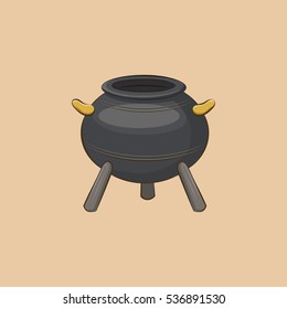 Icon Magic cauldron. Witch equipment in cartoon style.