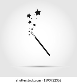 Icon of the magician's magic wand. A wand for magic and miracles. Flat style.